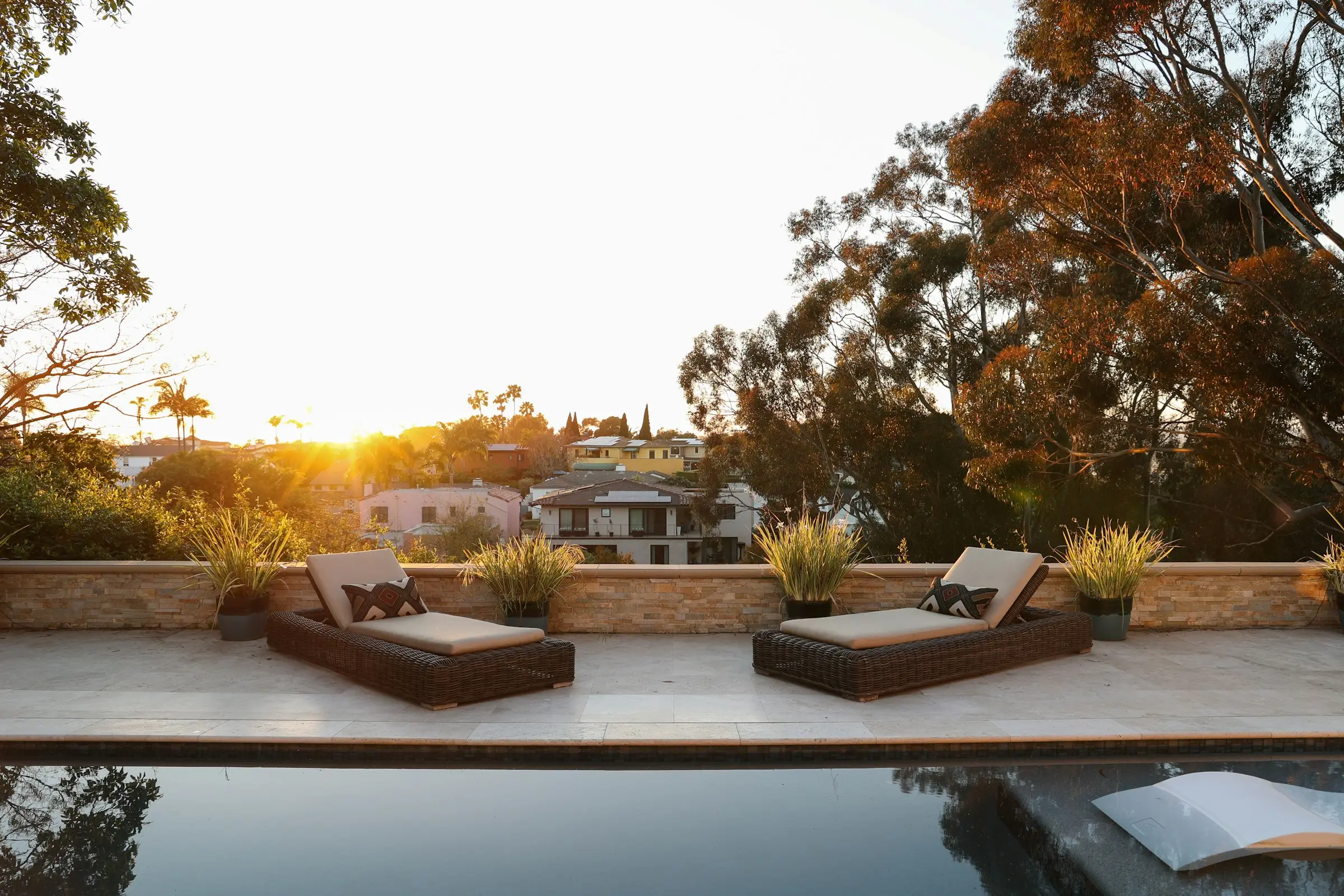 Pool pavilion on acreage with dry stone walls